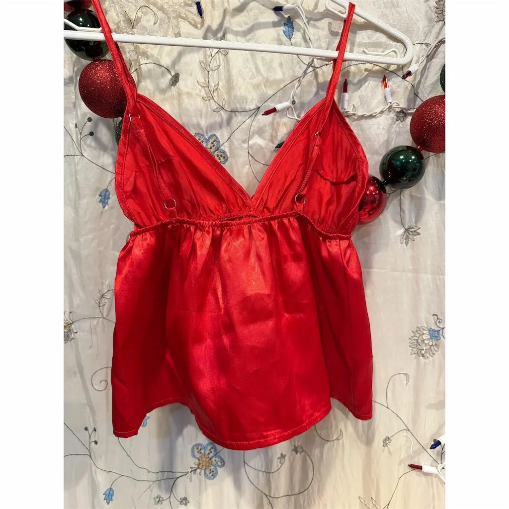 Love to sleep Women's Red Satin Cami and Shorts Pajama L Size L - Image 5