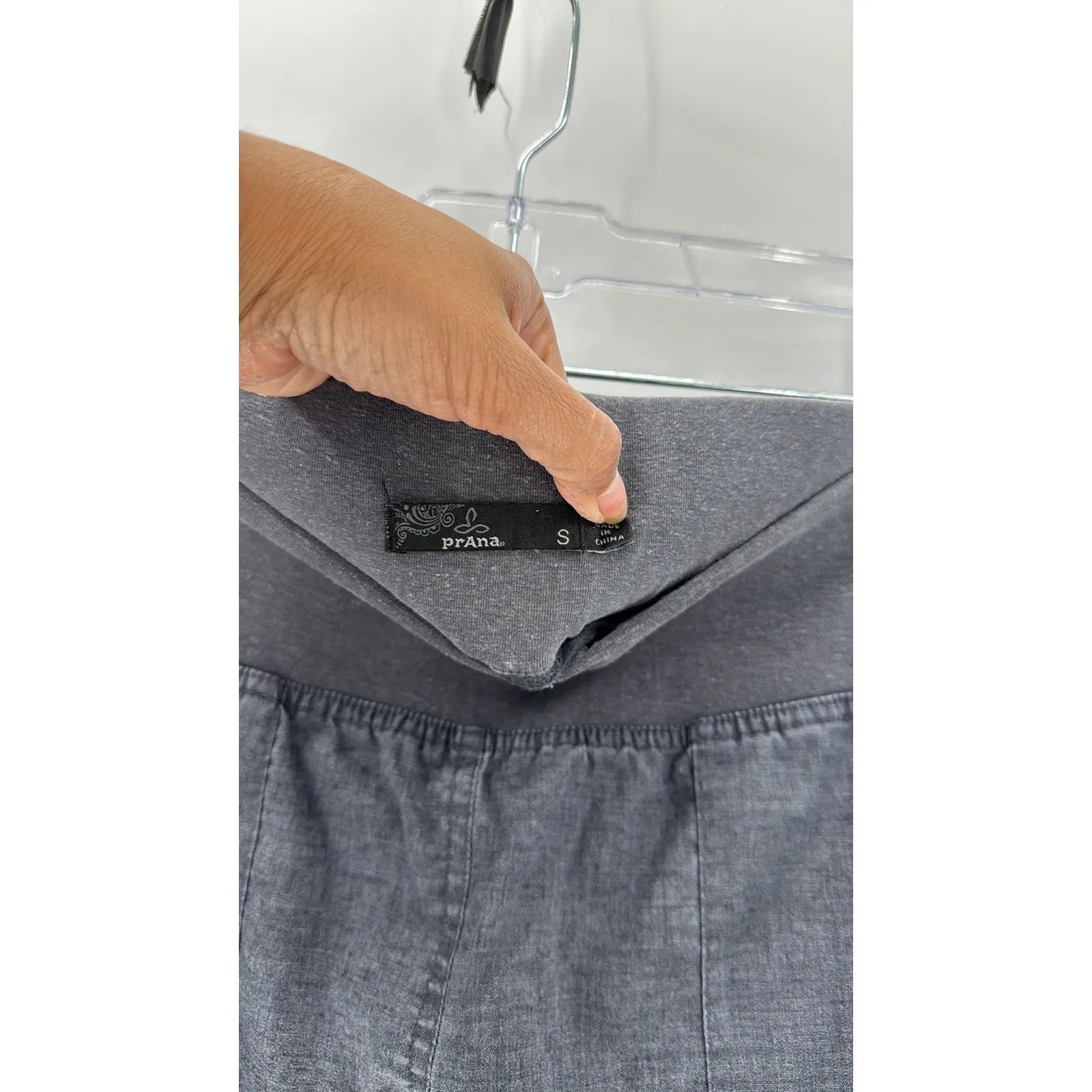 Prana Mantra pane black gray size S hemp cotton wide leg high waisted relaxed - Image 5