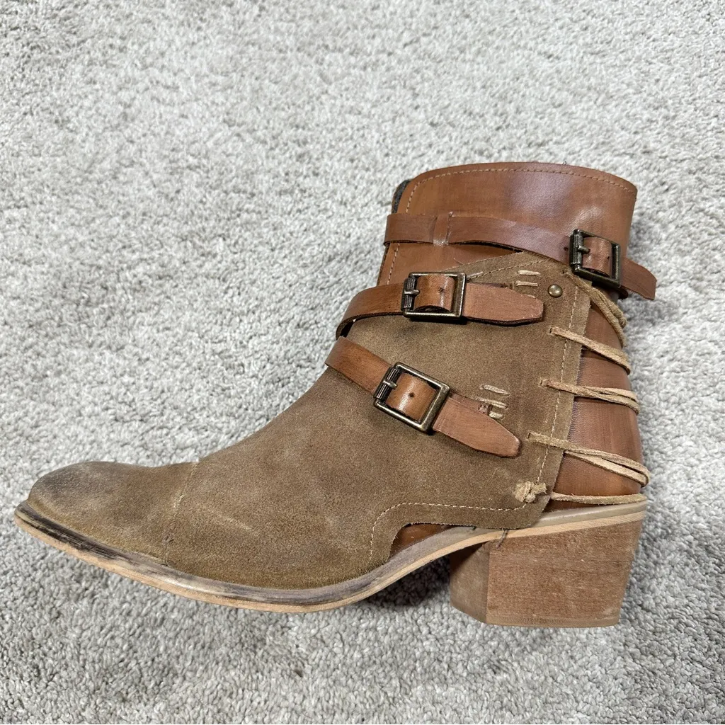 Roan by Bed Stu Women’s Jag Suede Leather Ankle Boots Distressed in Dark Tan 8 Brown - Image 13