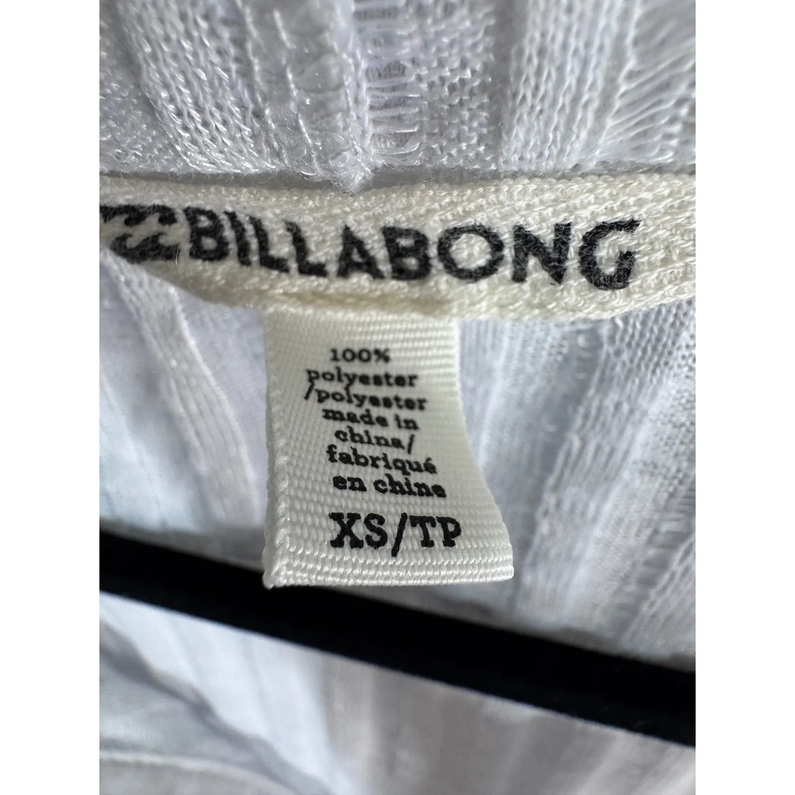 Billabong Textured Hooded Henley Long Sleeve Tunic Top White Sheer Drawstring XS - Image 5