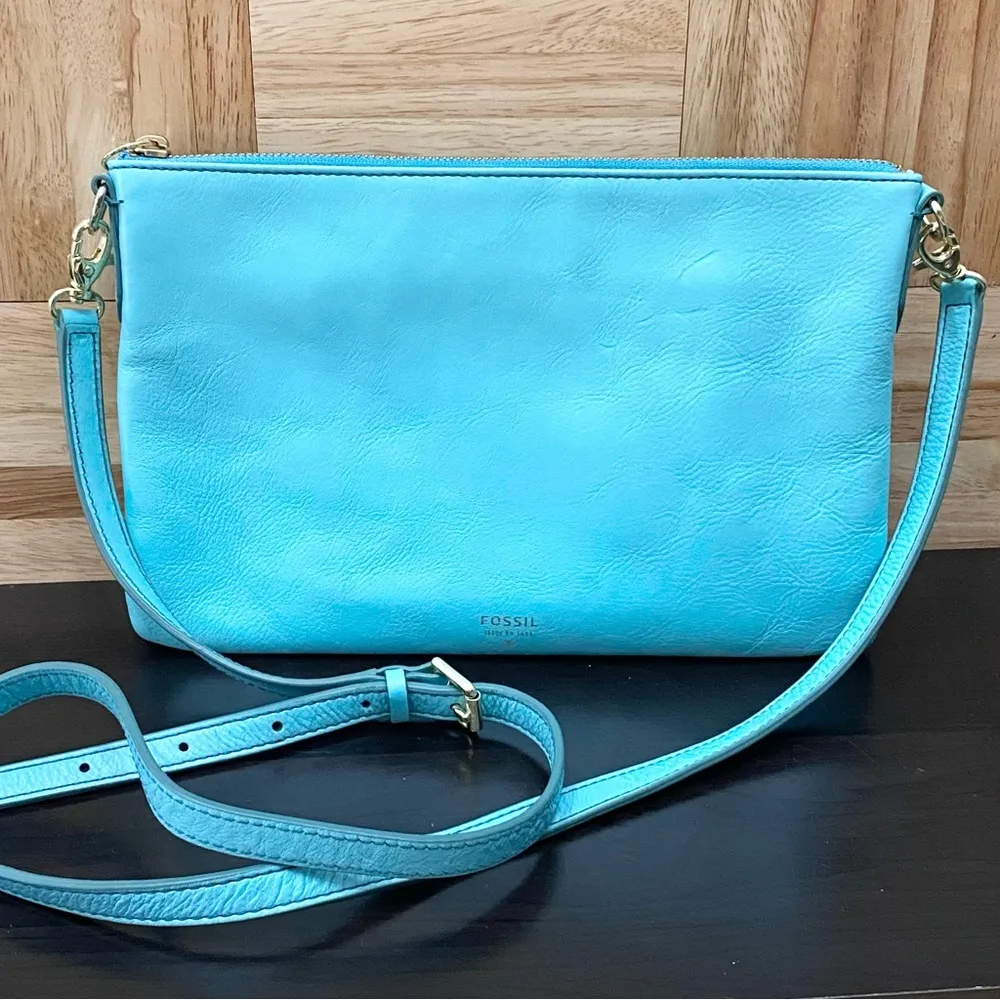 FOSSIL ZB5701 Tiffany Blue Sydney Top Zip Crossbody Bag - Image 2