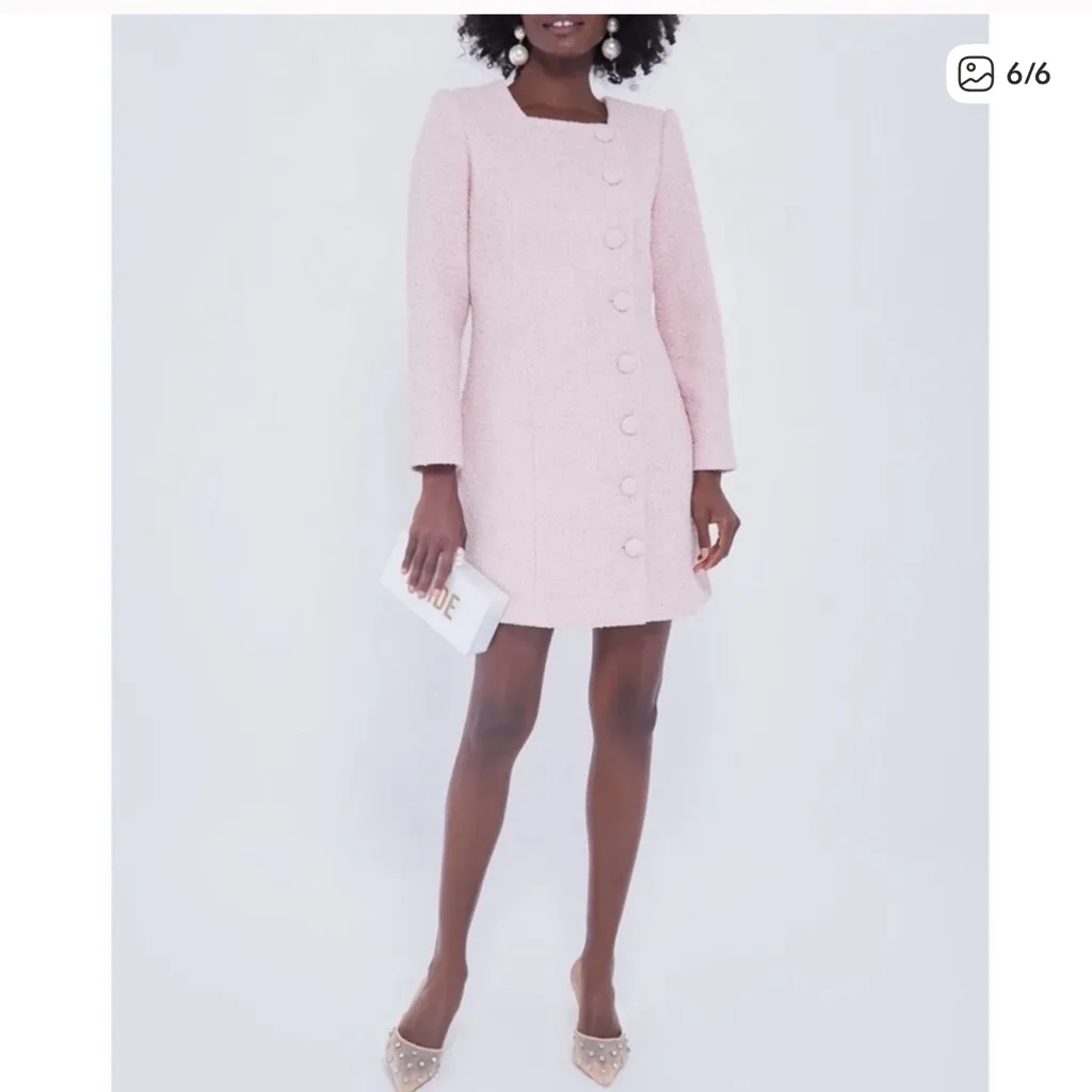 Tuckernuck  Pink Tweed Birkley Dress size large - Image 2