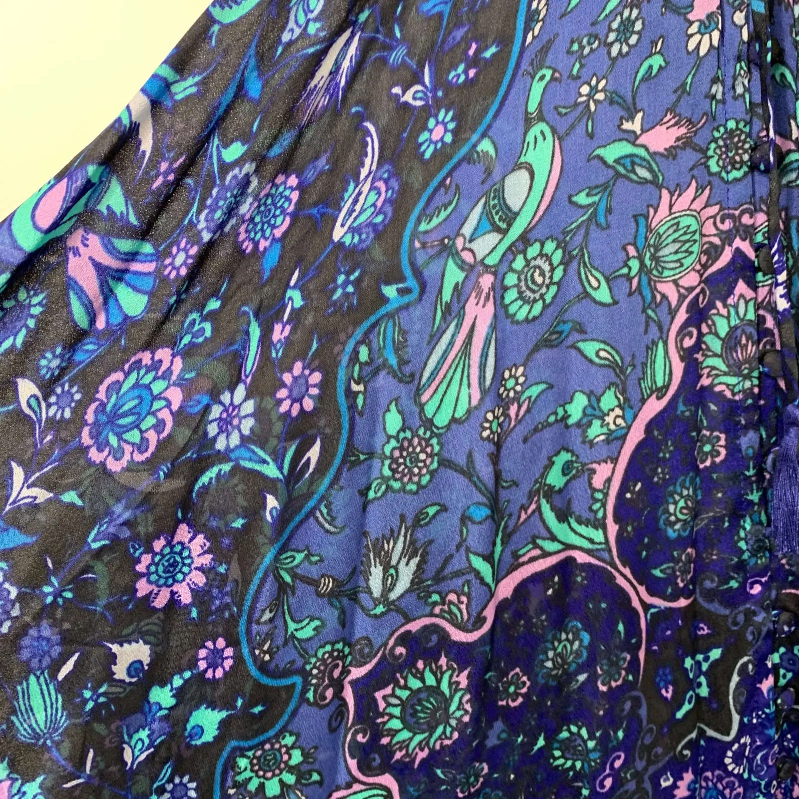 Spell Kiss The Sky Gown XS Bluejay Vintage Duster Lightweight Sheer Boho Purple - Image 8