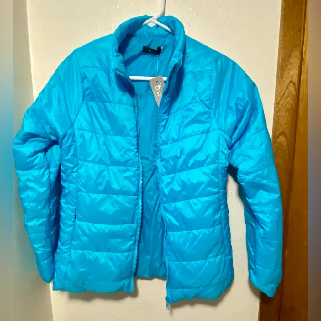 Turquoise/Blue Light Puffer Jacket Coat NWT Blue - Image 2