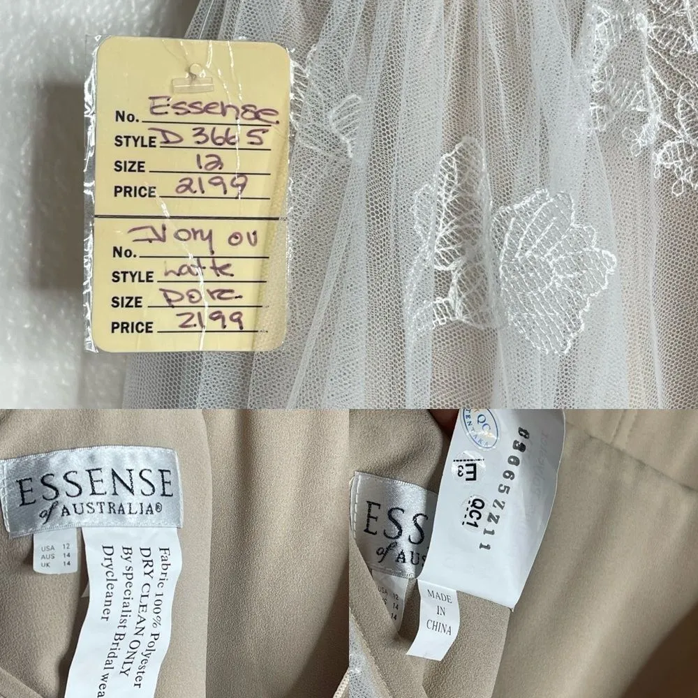 Essense of Australia D3665 Lace Plunging Neckline Grecian Wedding Dress Size 12 Tan - Image 12