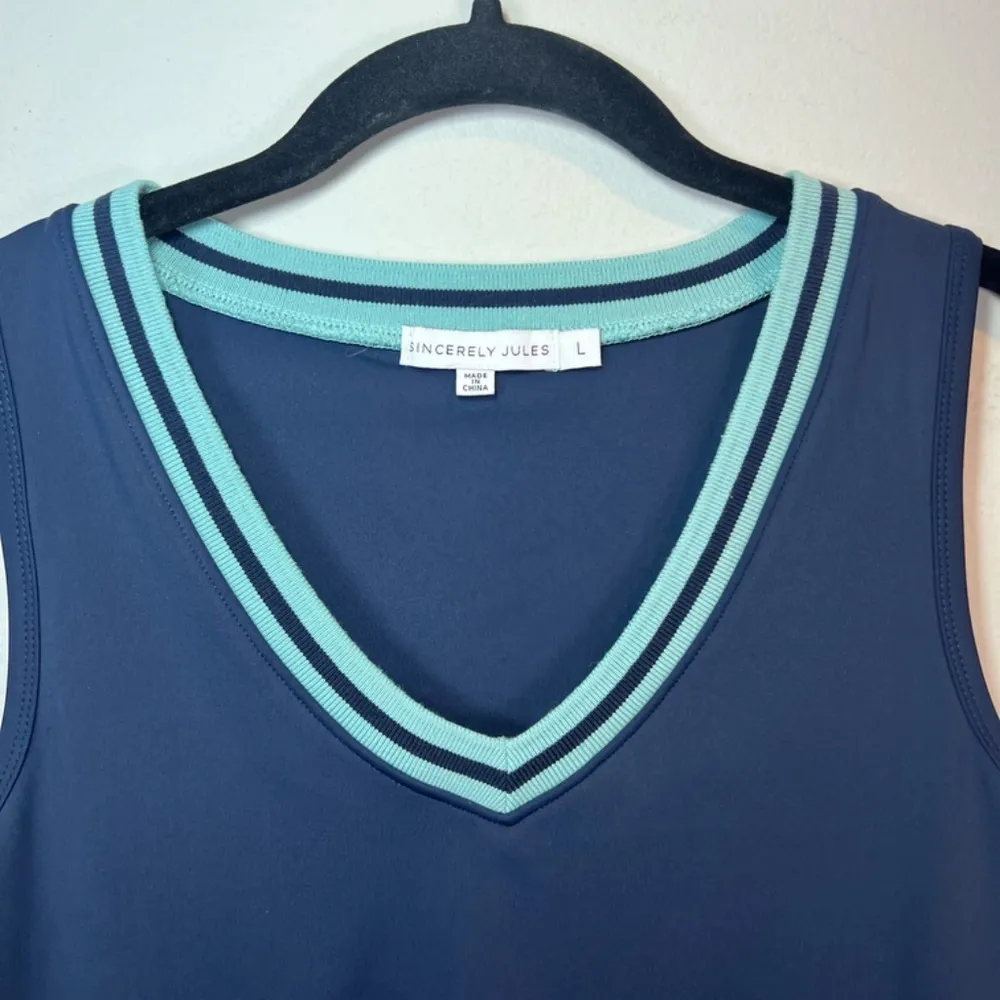 Sincerely Jules Athletic Dress Navy Blue Tennis Shelf Bra Sleeveless Mini Large - Image 3