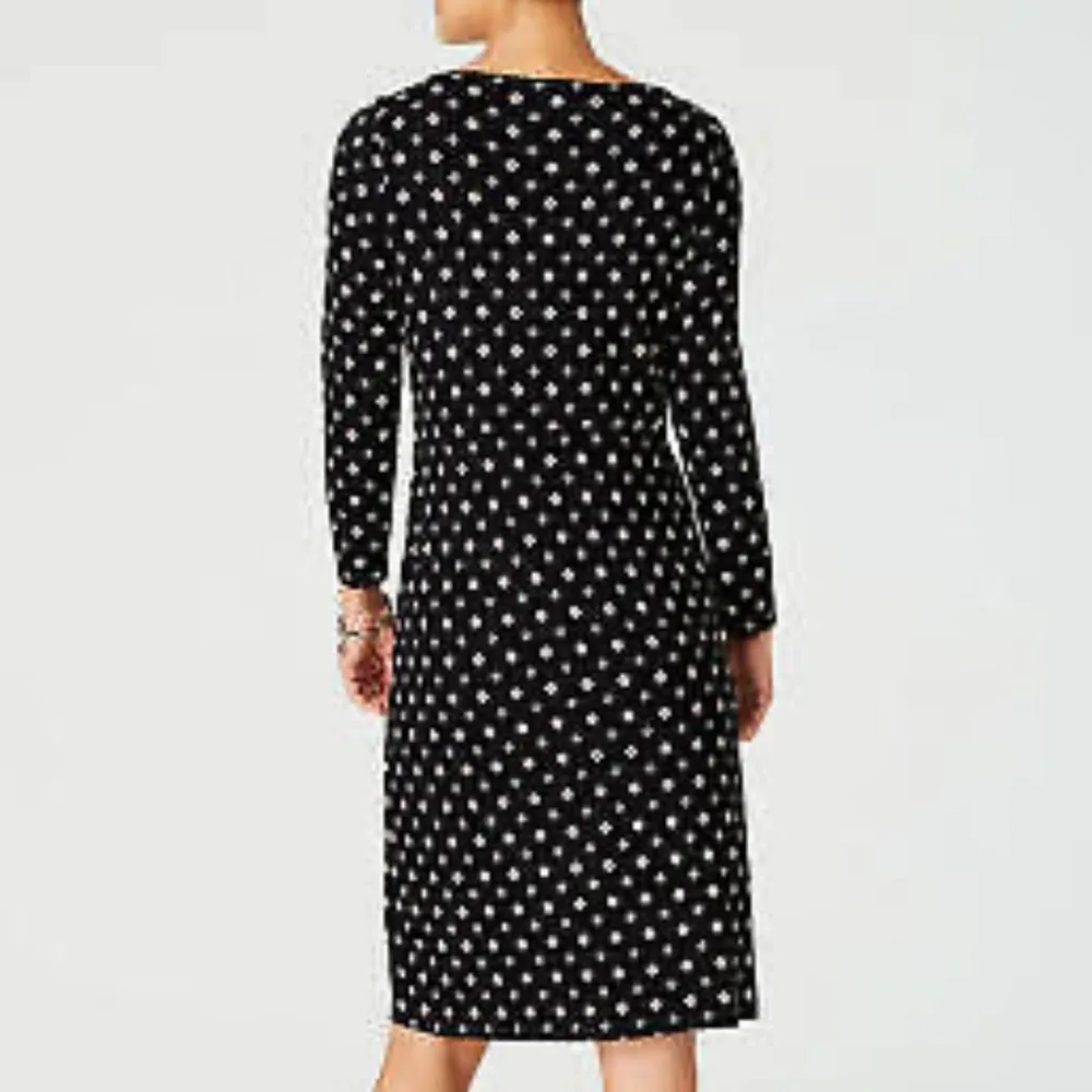 J. Jill Popover Stretch Dress Black Patterned Size Large - Image 2