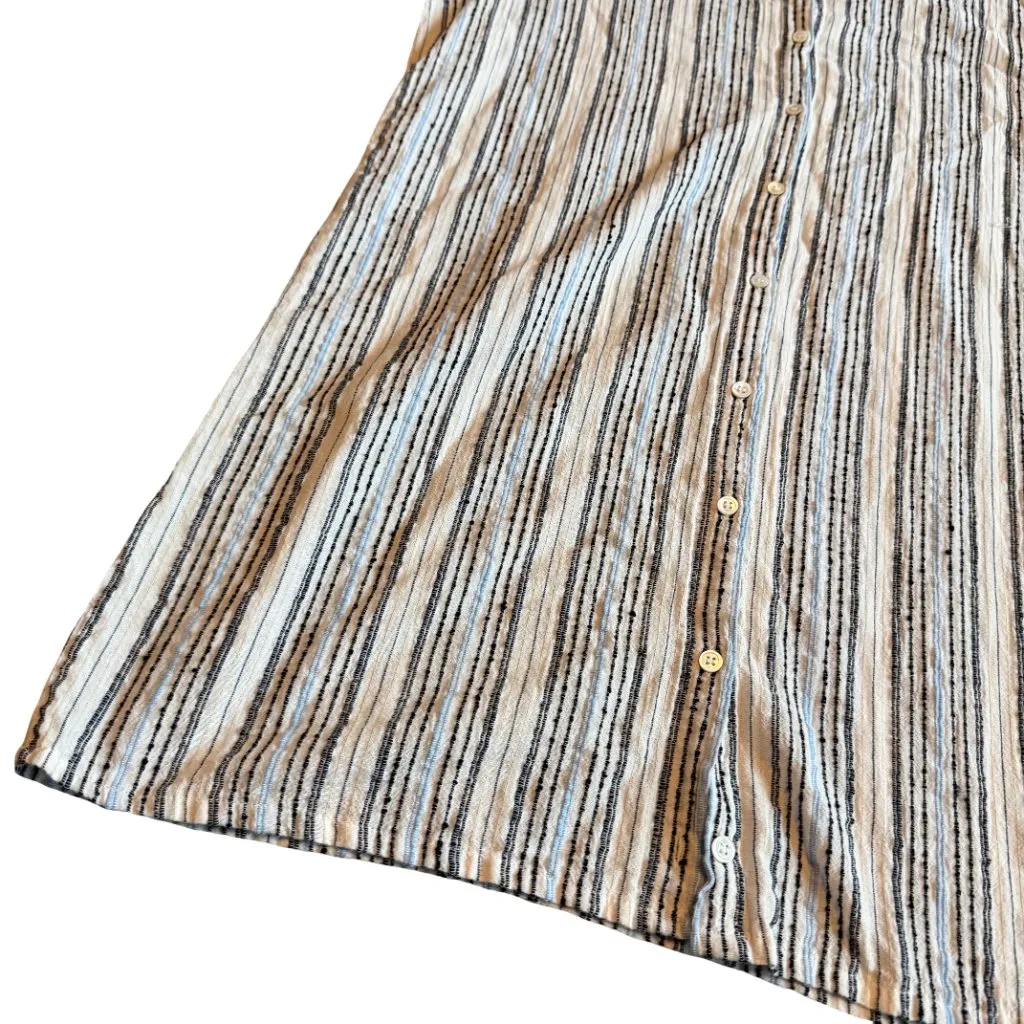 Michael Stars Blue White Stripe Button-Down Shirt Dress Short Sleeve Size Medium - Image 4