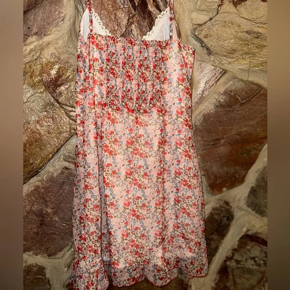Commense Ruffle Hem Floral Cami Short Dress size Large Pink - Image 6