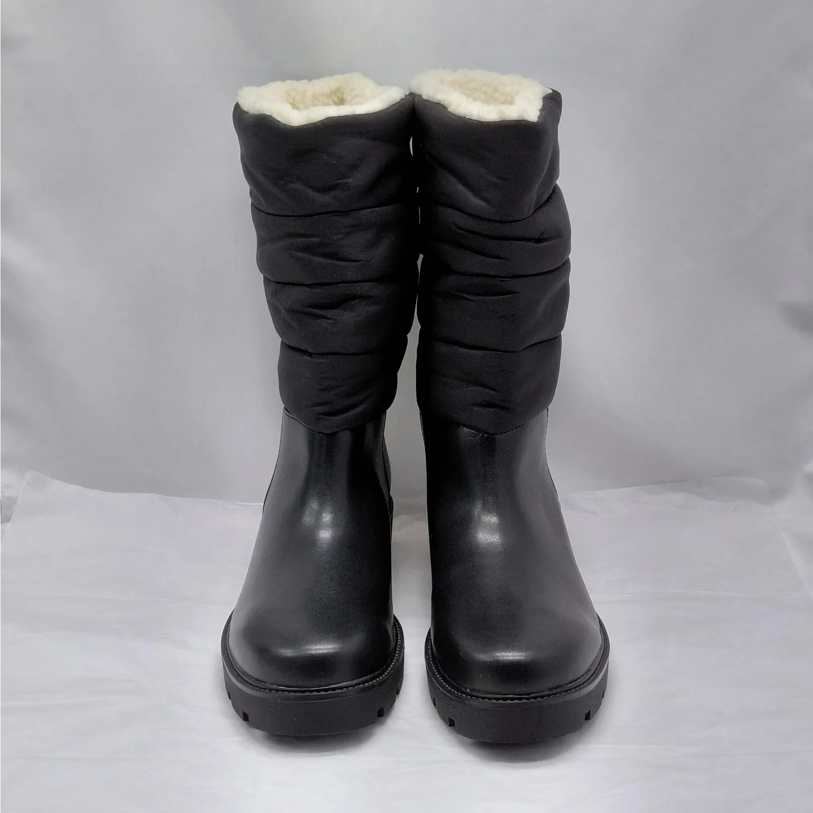 Journee Collection Womens Boots Size 9.5 Black Puffer Lug Sole Winter Fleece - Image 2