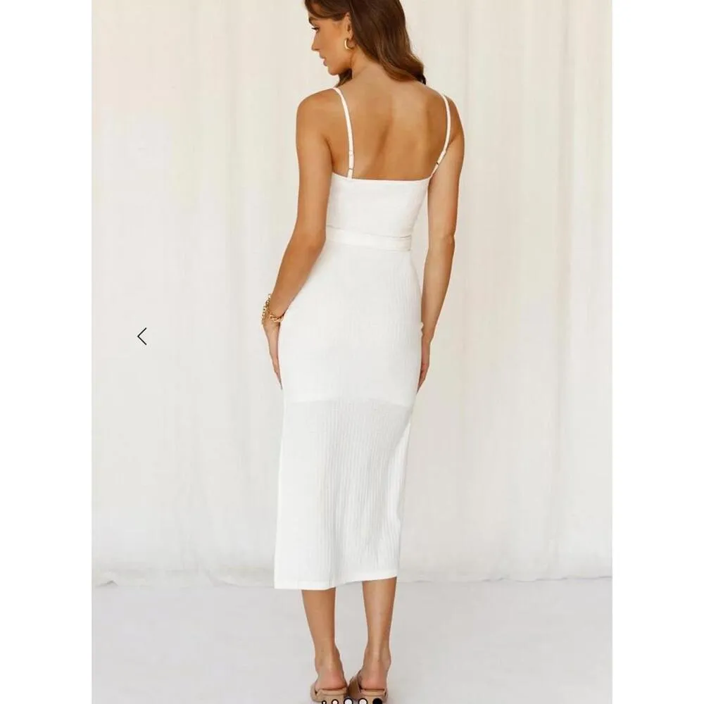 NWT Hello Molly Ways I Loved You Knit Midi Dress White Ribbed Women’s size 4​ - Image 15