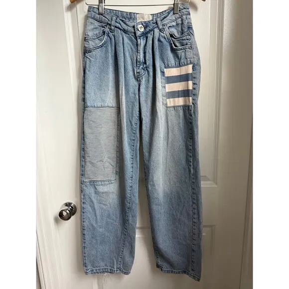 One‎ Teaspoon Womens Smiths Low Waist Wide Leg Denim Jeans Slouchy Multi Pocket - Image 5