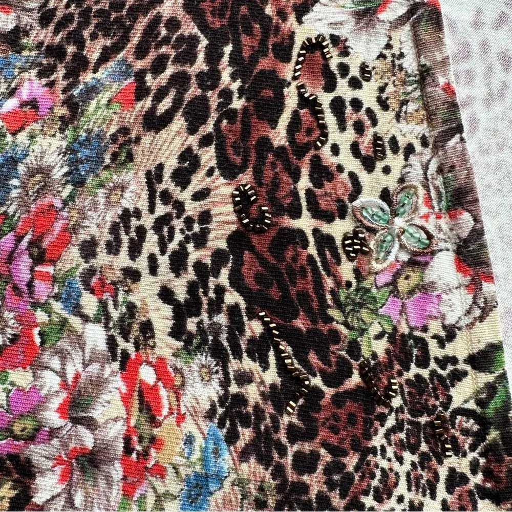Alberto Makali Leopard Floral Mixed Print Luxe Cardigan Medium - Image 11