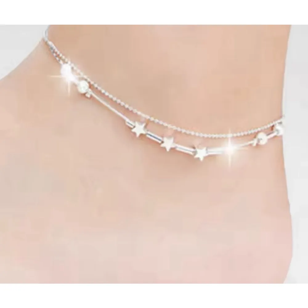 Star Ankle Bracelet‎ | 925 Sterling Silver - Image 3