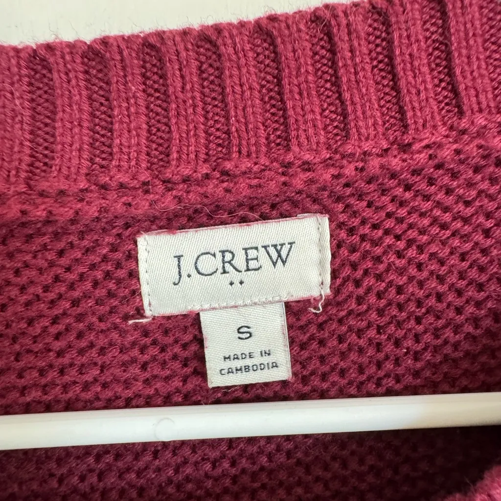 J.Crew burgundy classic crewneck sweater size small - Image 2