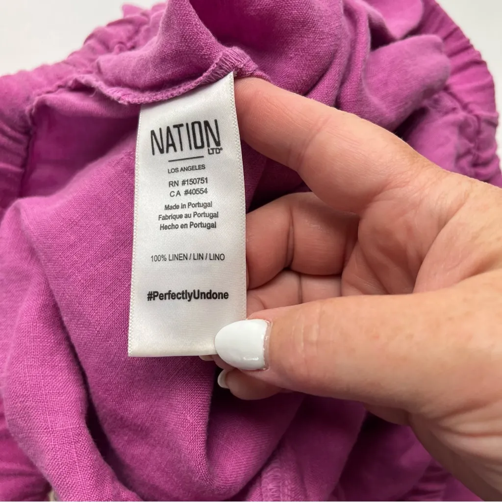 Nation LTD 100% Linen Pink Pants Women Size Small Coastal Pull-on Pockets *FLAW - Image 3