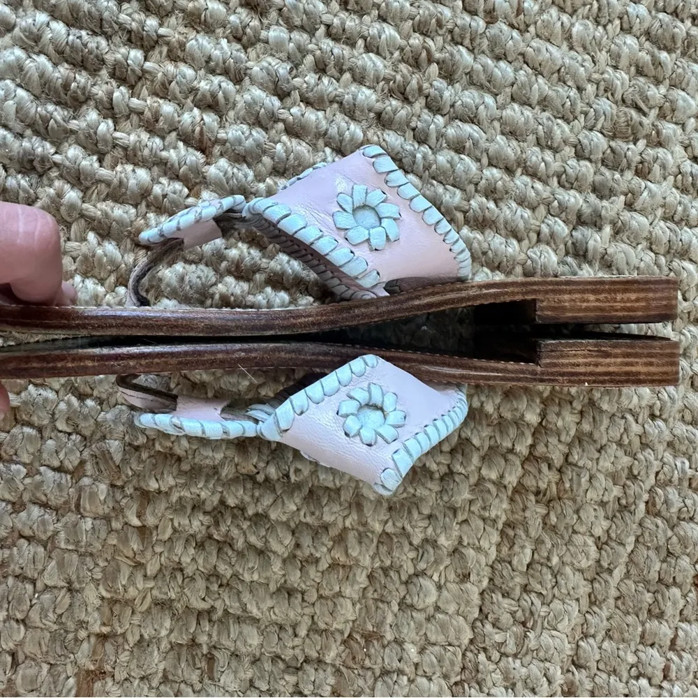 Baby Pink Sandals with Whipstitch Design Jack Roger’s like size 9 - Image 4