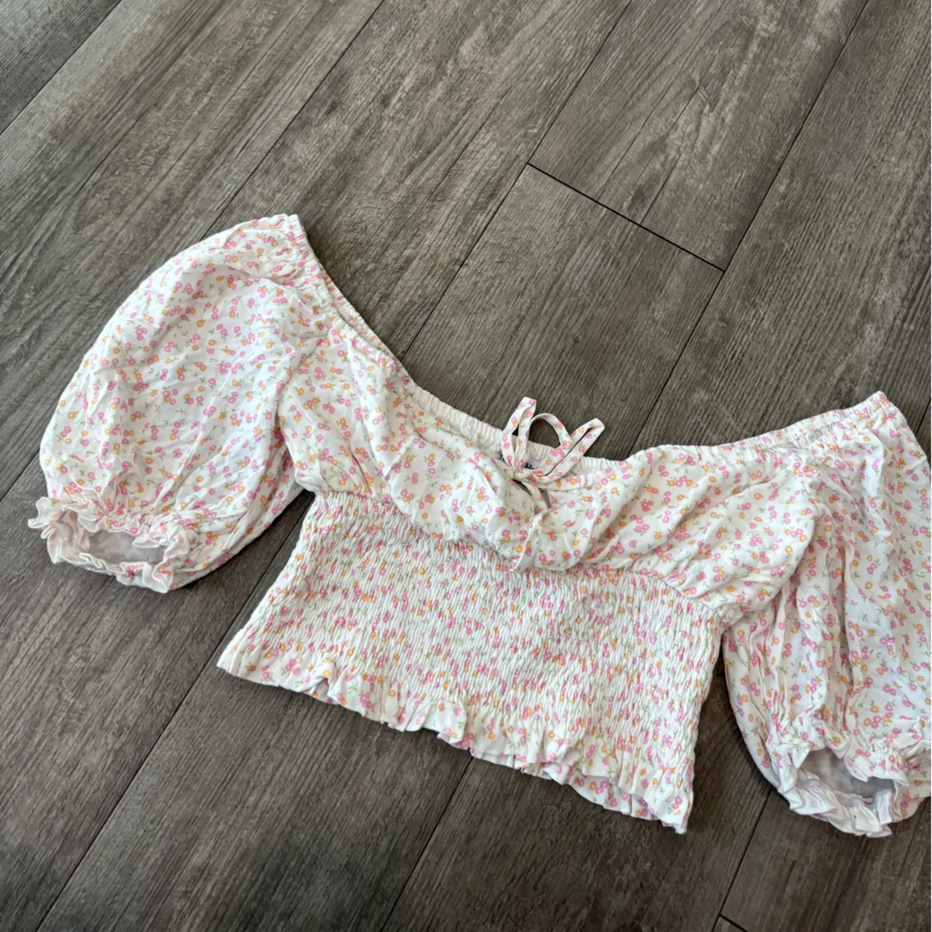 Charlie Holiday  Pink Floral Smocked Blouse - Image 4