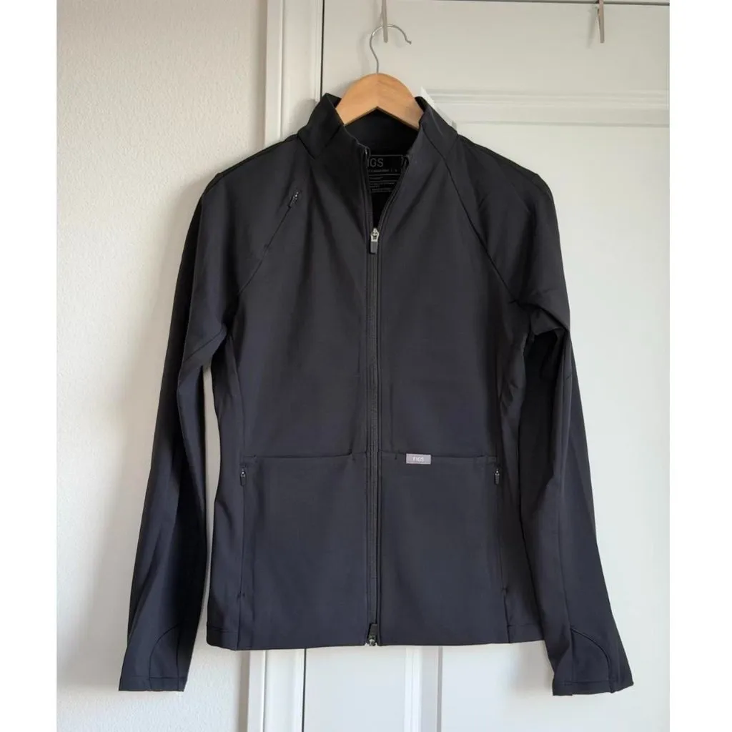 FIGS  On Shift Contour Knit Jacket in Black, Size Large - Image 9