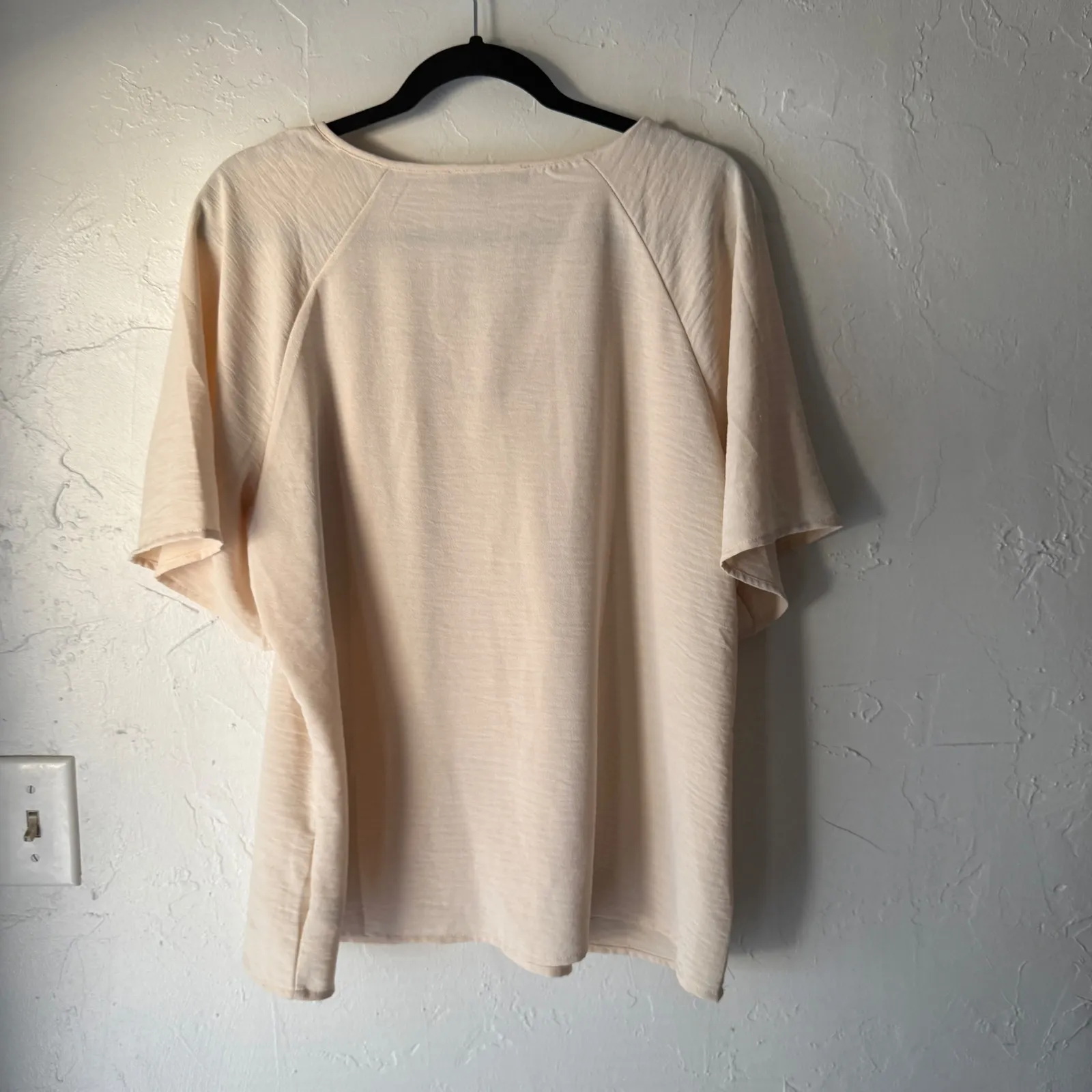 Adrienne Vittadini Womens XL Beige Embroidered Blouse Shirt Boho Peasant Beaded - Image 5