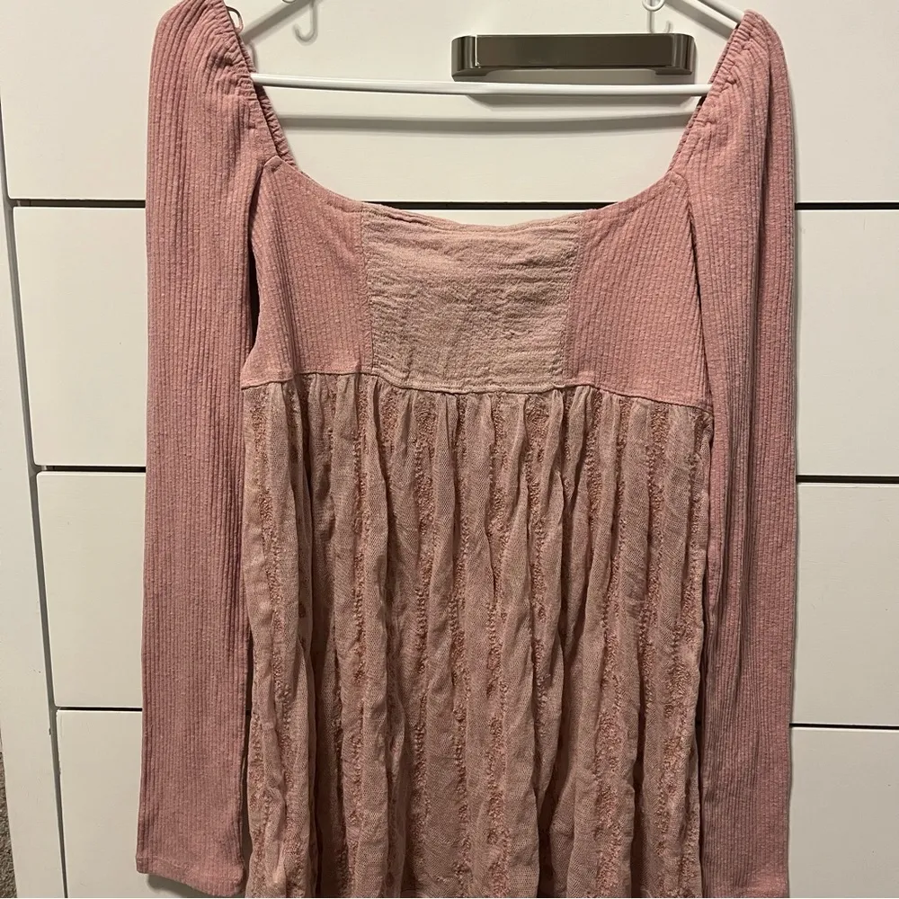 Free People Nitara Pale Pink Tunic Top Mesh - Image 3