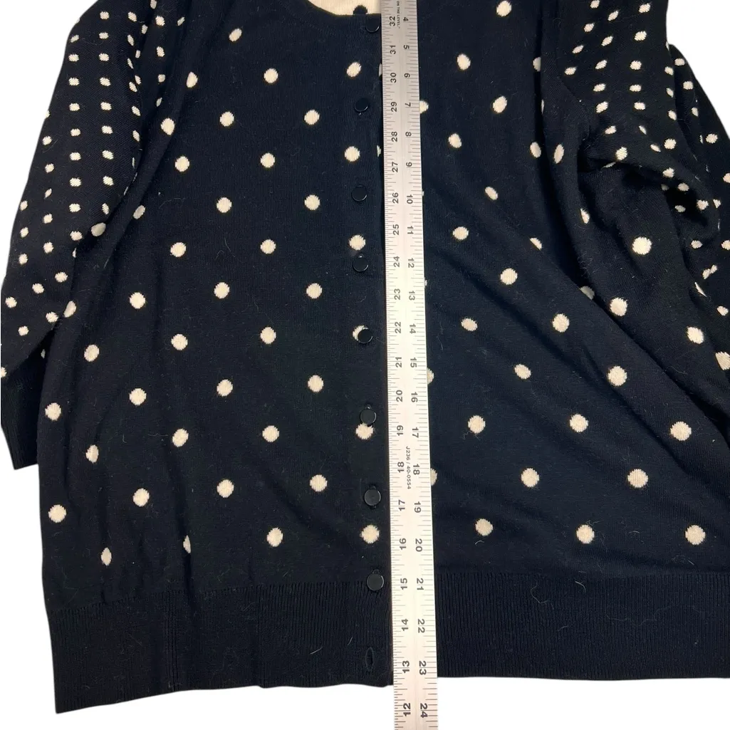 Talbots Women's 1-XLP 1-XL P Cotton Rayon Polka Dot Cardigan Sweater Black/White - Image 5