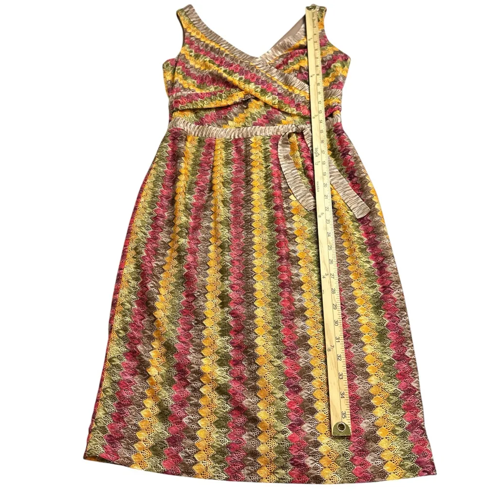 Kay Unger New York Sleeveless Lace Embroidered Sheath Dress Umbral Sunset Size 6 - Image 9