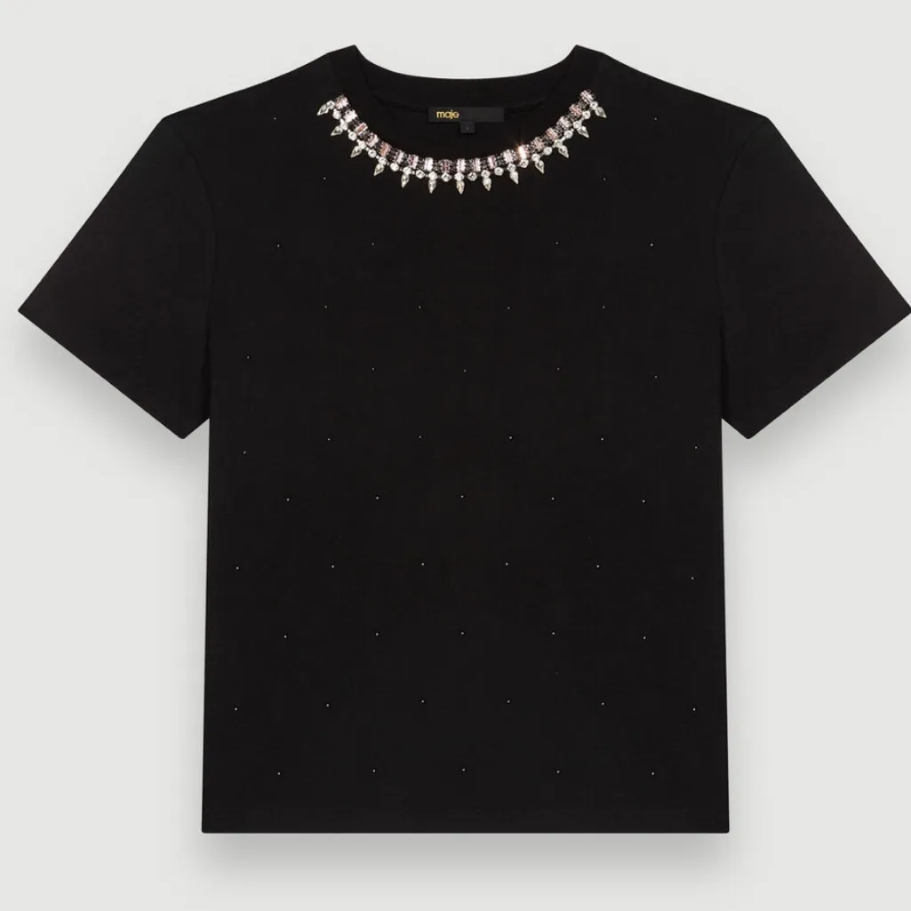 Maje - Jersey T-shirt with diamanté - Image 5