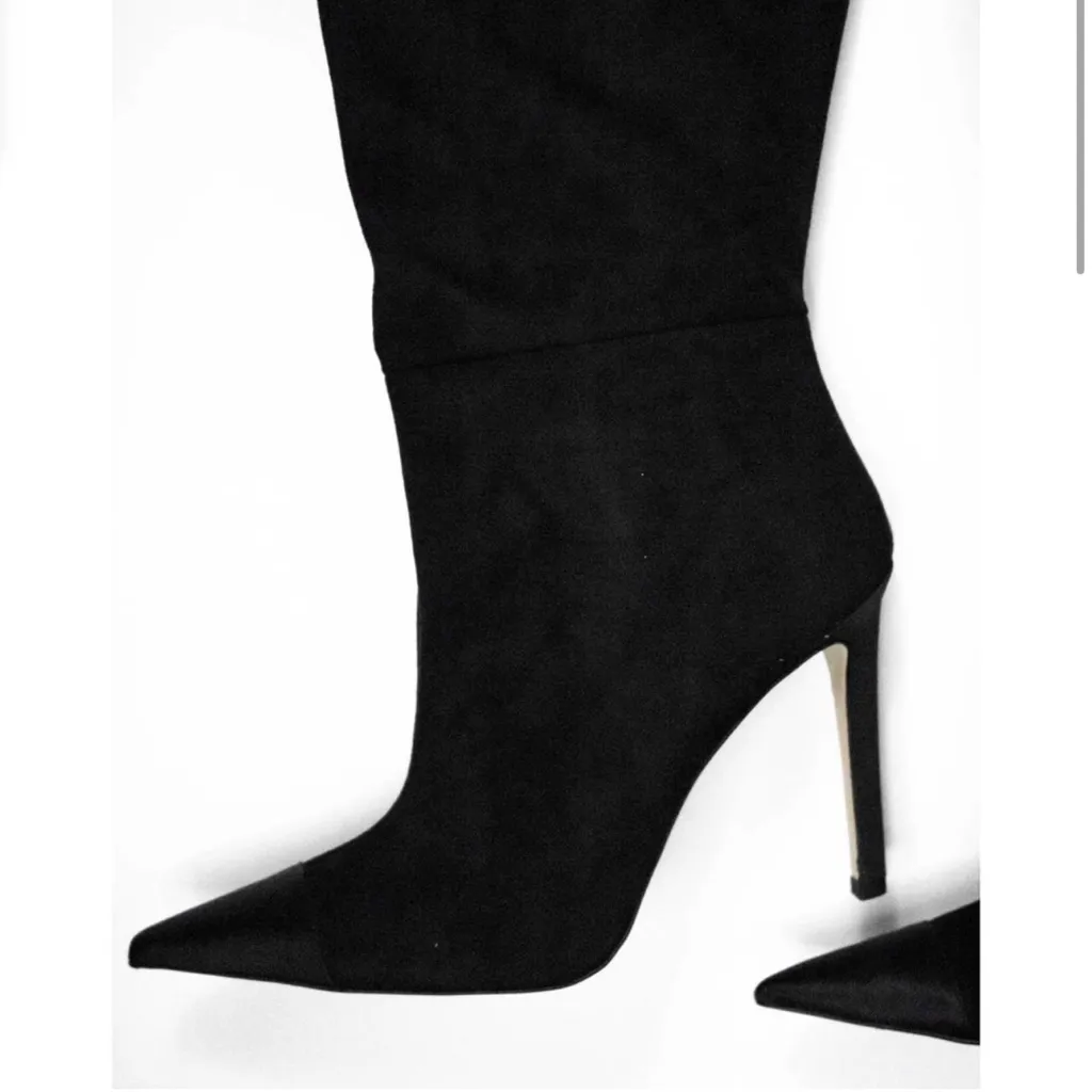GOOD AMERICAN Suede Super Tall Stiletto Heeled Boots NEW NWOB - Image 3
