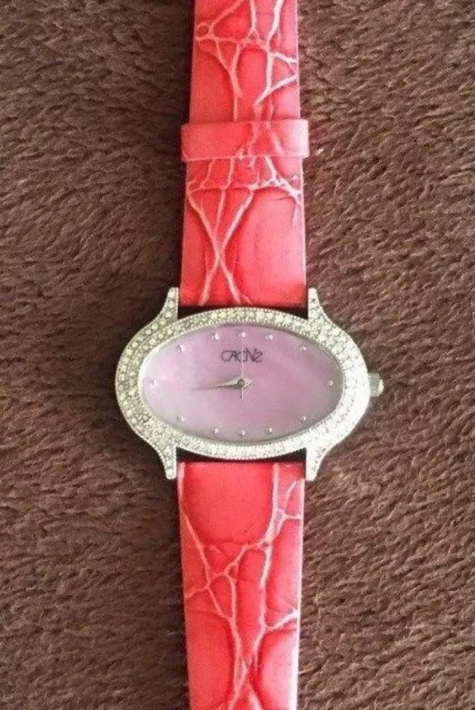 Cache Gator Leather Band Diamond Bezel Watch $98 New NWT - Image 2