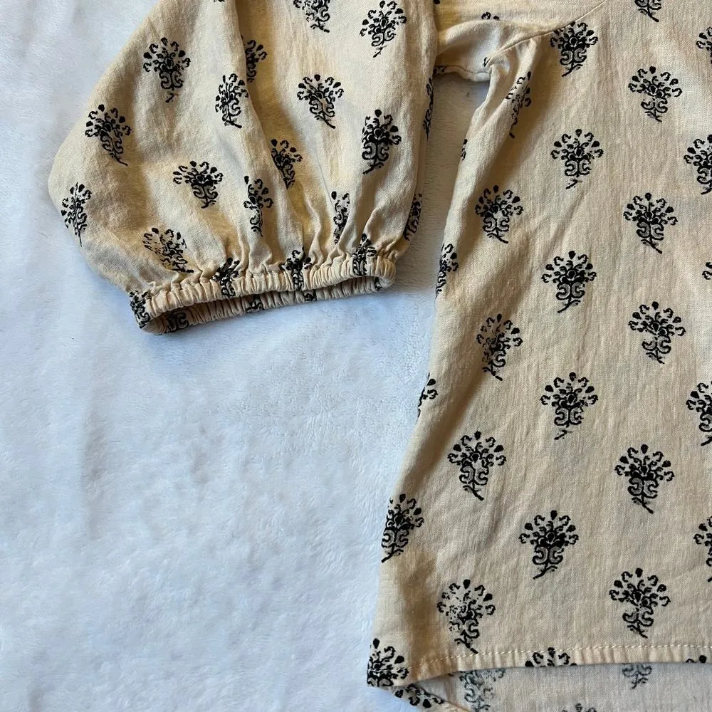 a new day Women's Linen Blend Relaxed Fit Balloon Sleeve Tie-Front Top Size XS - Image 8