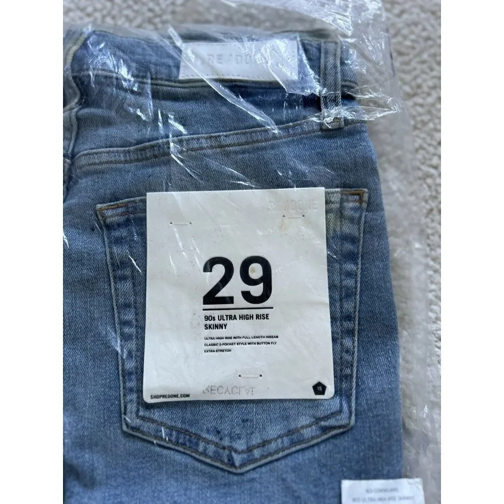 Re/Done 90's Ultra High Rise Skinny Distressed Jeans in Dawn Women's Size 29 - Image 15