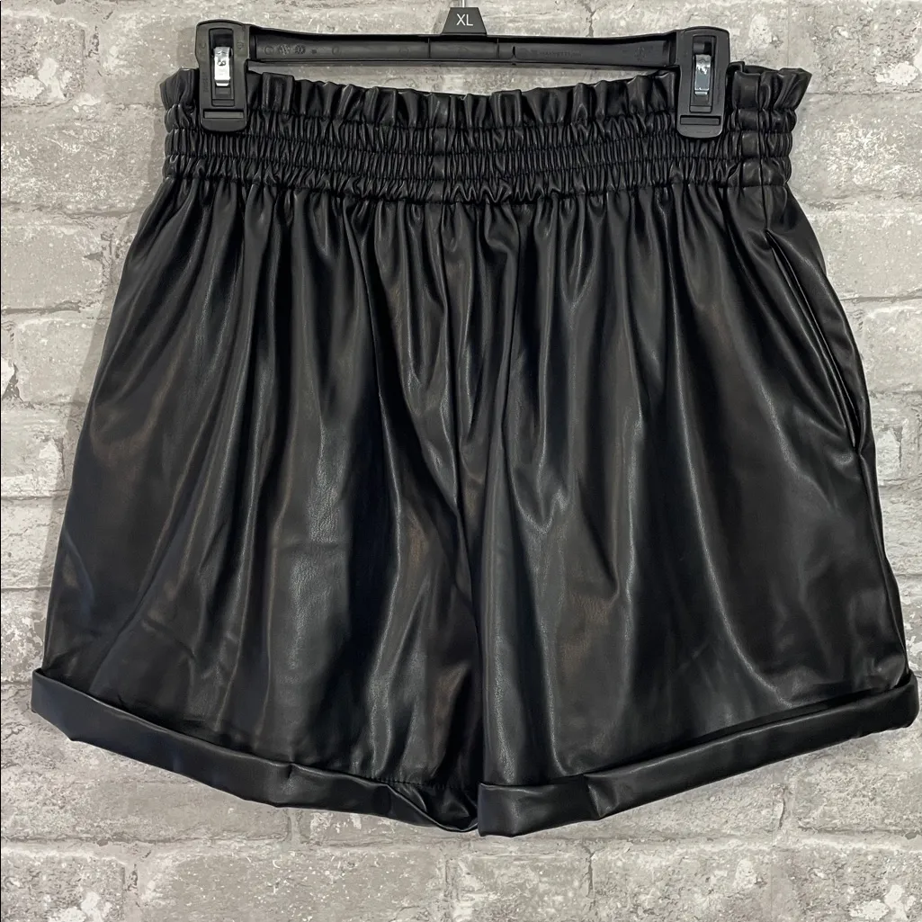 HYFVE Black Faux Leather Shorts - Image 3