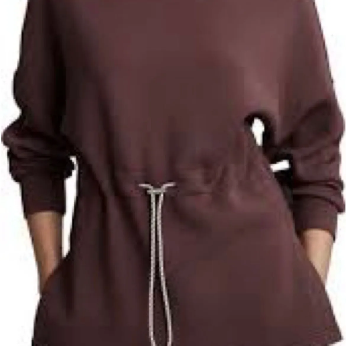 VARLEY Freya Sweat DoubleSoft Turtleneck Pullover Drawstring Waist Rose Mauve S - Image 3