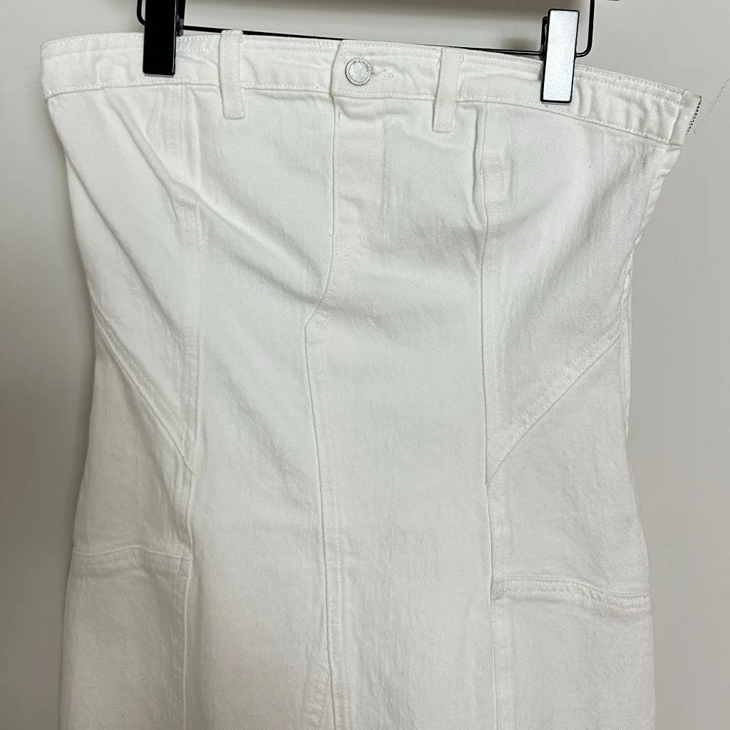 BLANKNYC Denim Mini Dress In See You Again in White Size Medium NWT - Image 5