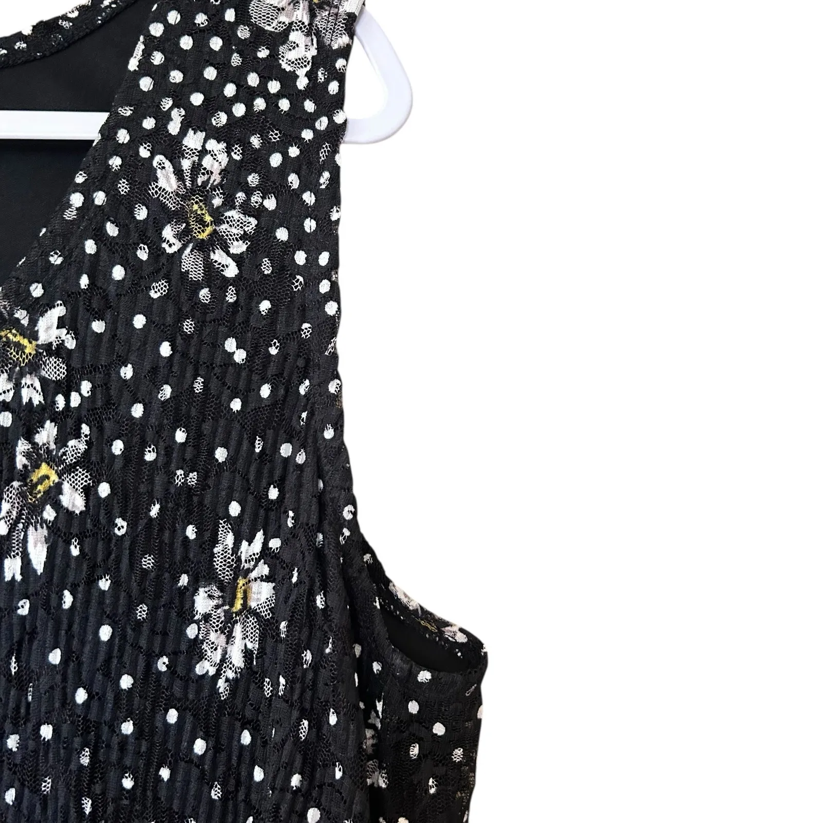 Robbie Bee Tent Midi Dress VTG Black Lace Crinkle Floral SZ 2X Sleeveless Y2K - Image 9