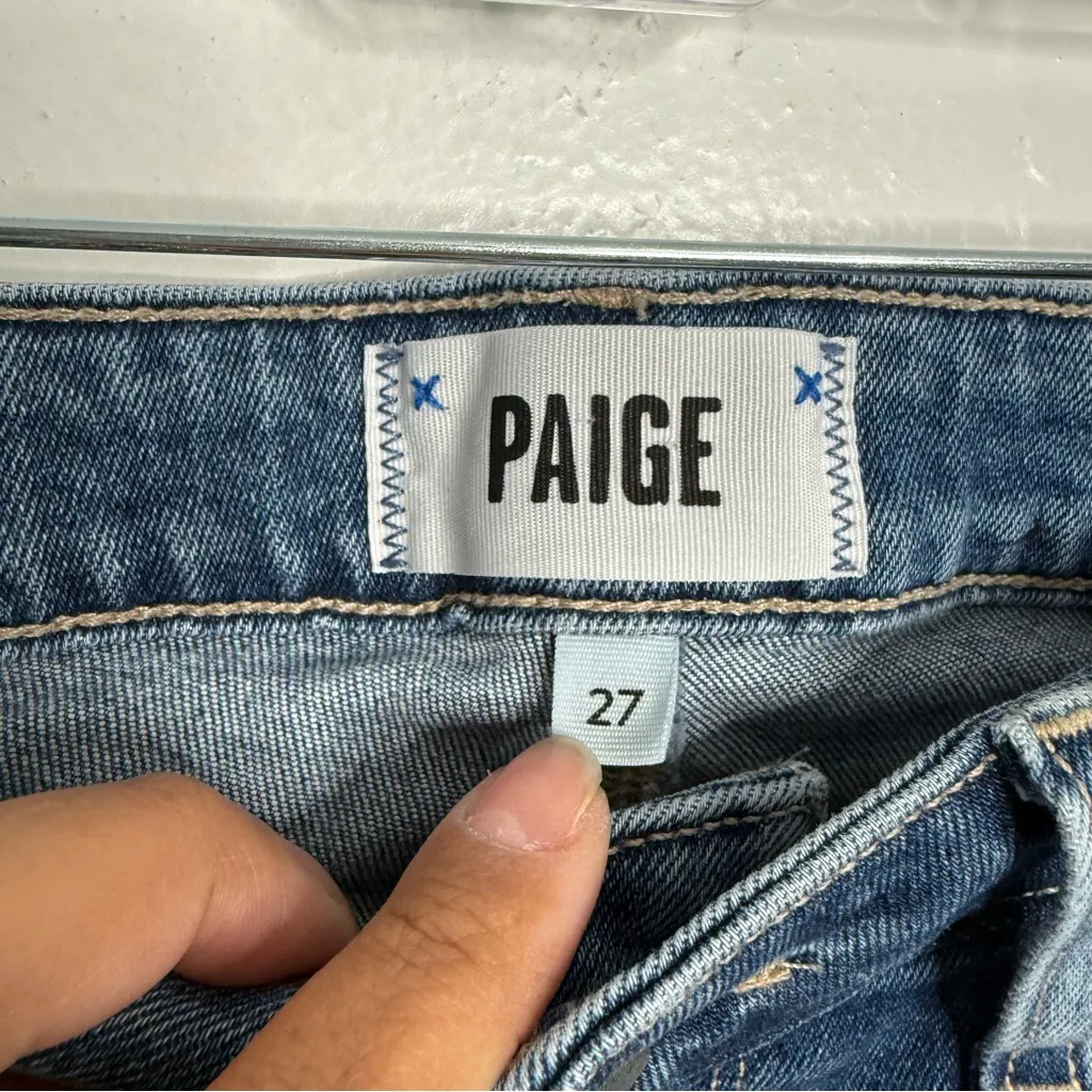 Paige Women's Hoxton Ankle High Rise Skinny Bessie Destructed Wash‎ Size 27 - Image 5