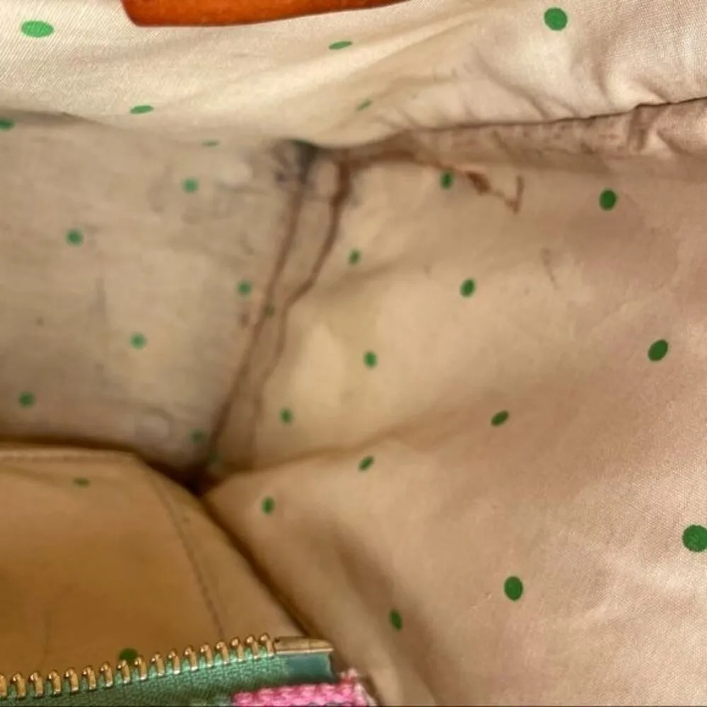 Vintage Kate spade tropical abstract floral purse bag with leather footed bottom - Image 8