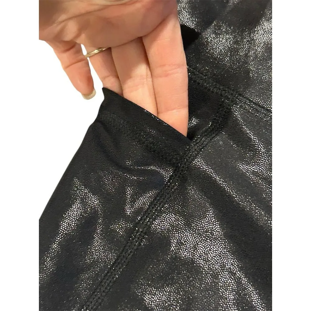 Old Navy High-Rise Legging Women's Plus Size 3XL Black Faux Leather Taper Shine - Image 6