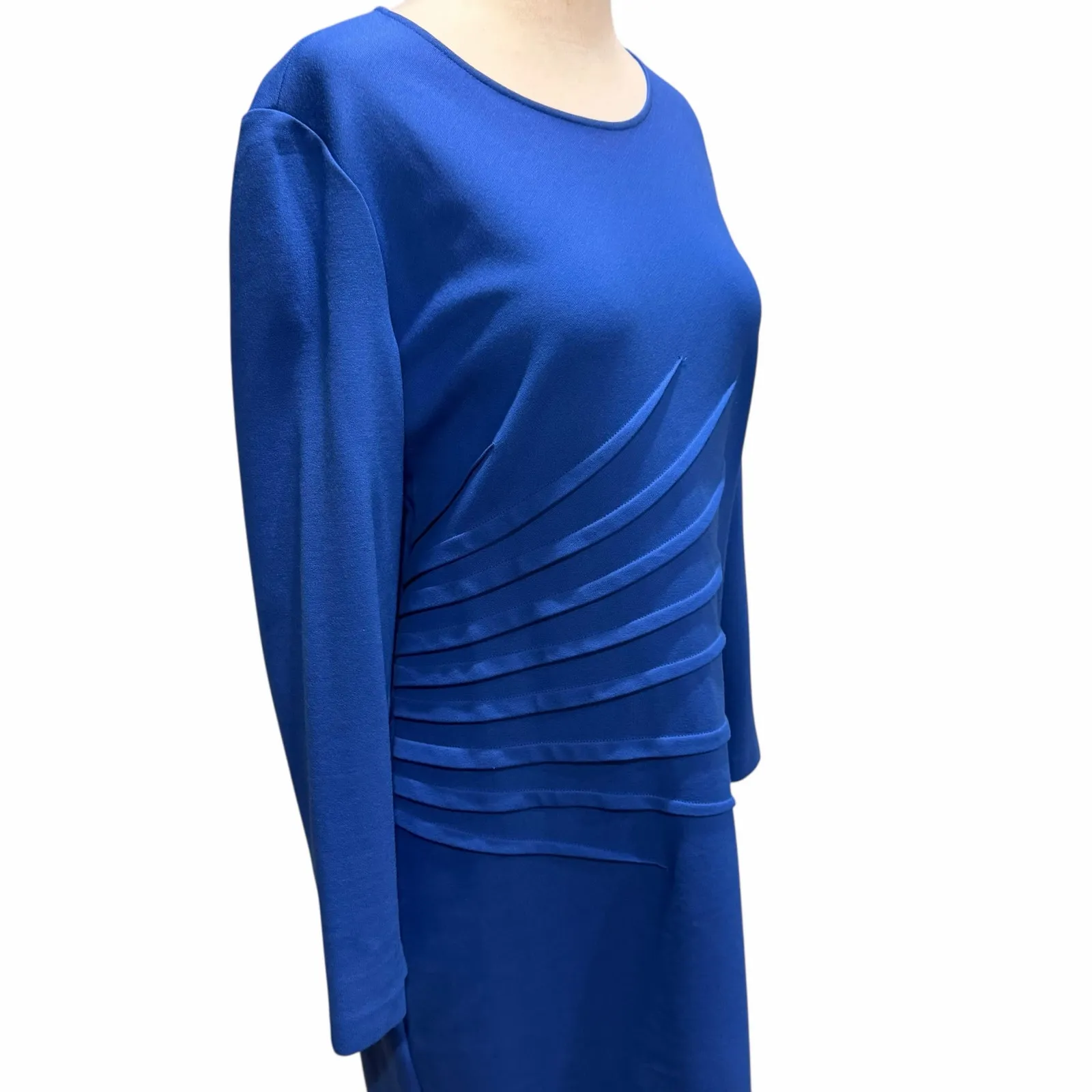 Armani Collezioni Vestito Dress 14 Blue Stretch Fitted Timeless Quiet Luxury - Image 4