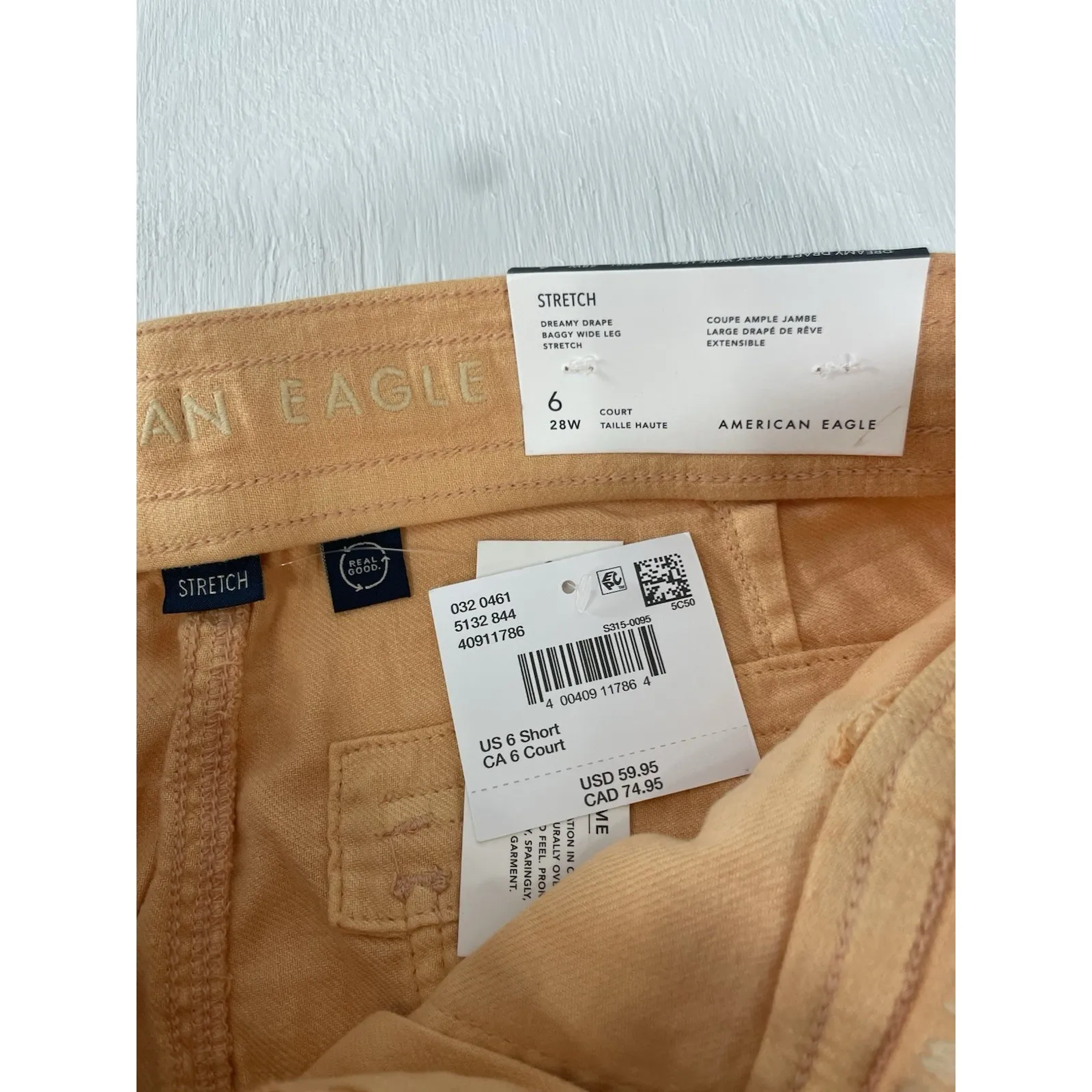 American Eagle Linen Blend Peach Orange Light Weight Cargo Baggy Wide-Leg Pant 6 - Image 2