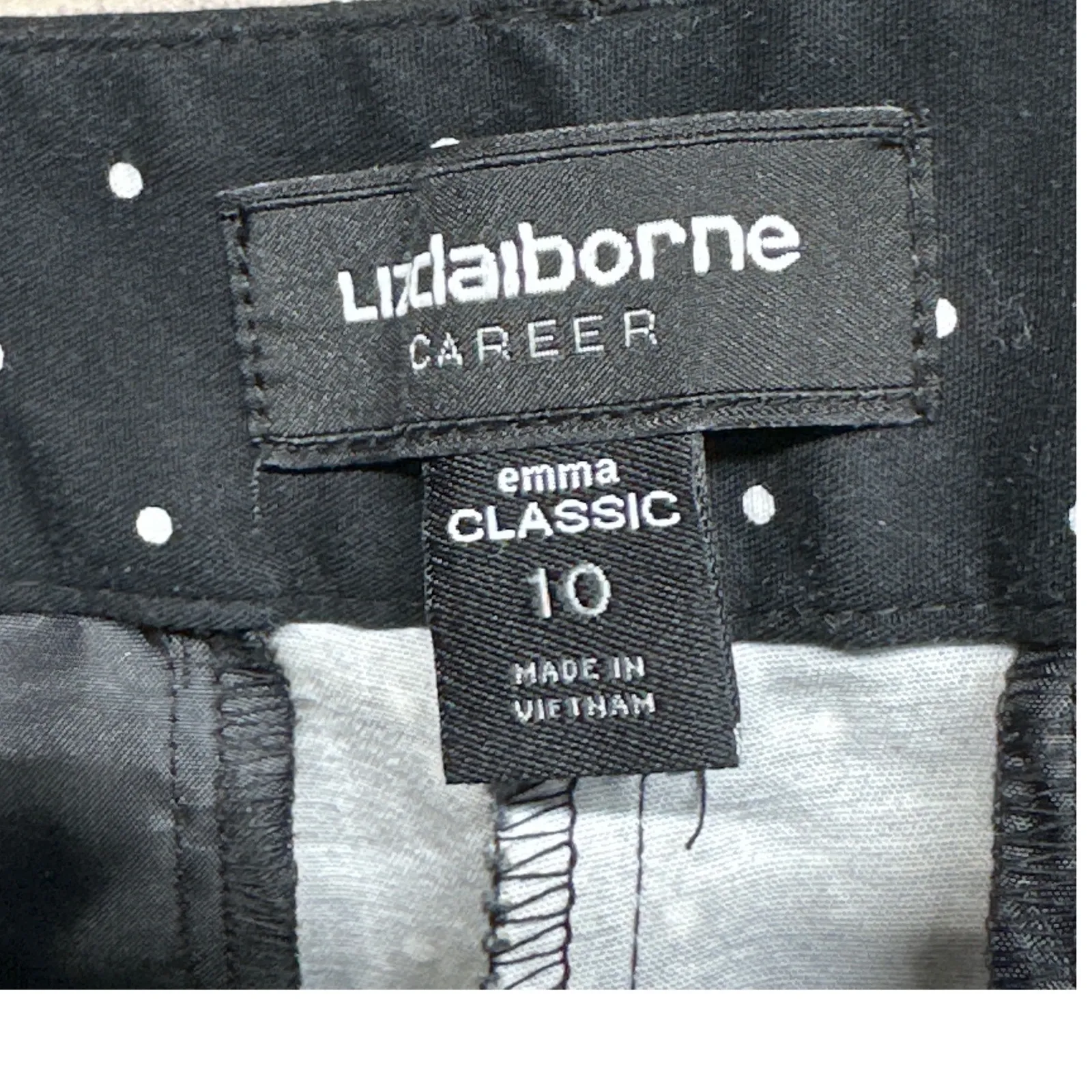 Liz Claiborne Career Womens Polka Dot Pants Size 10 Black White Emma Classic - Image 4