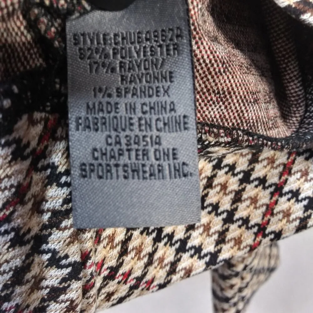 One By Chapter One Retro Brown Plaid Houndstooth Balloon Sleeve Top Size XL - Image 6