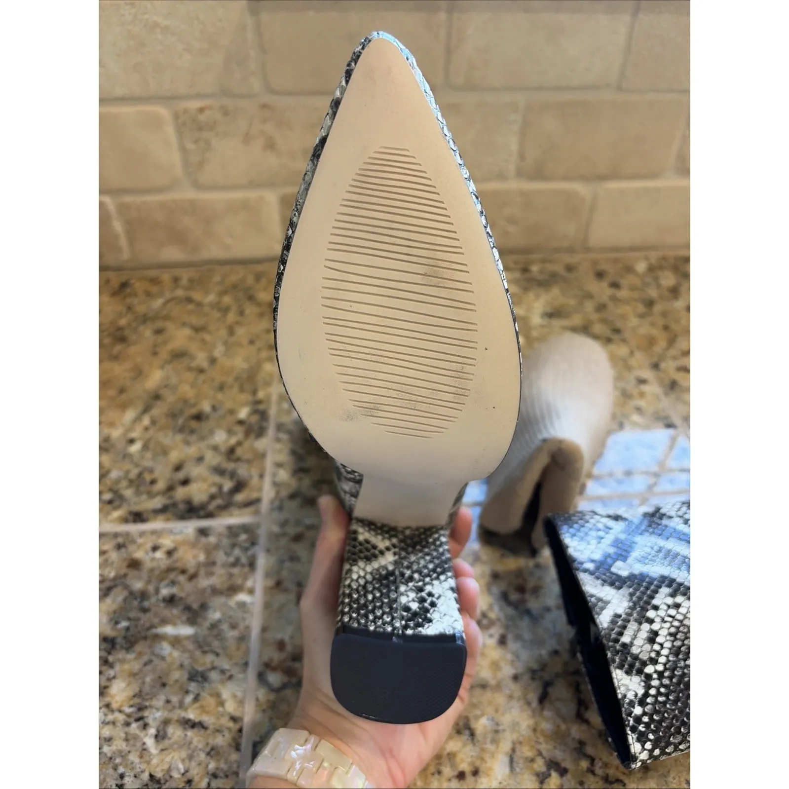 PrettyLittleThing Black Snake High Point Ankle Boot Block Heel Shoes Womens 7 - Image 13