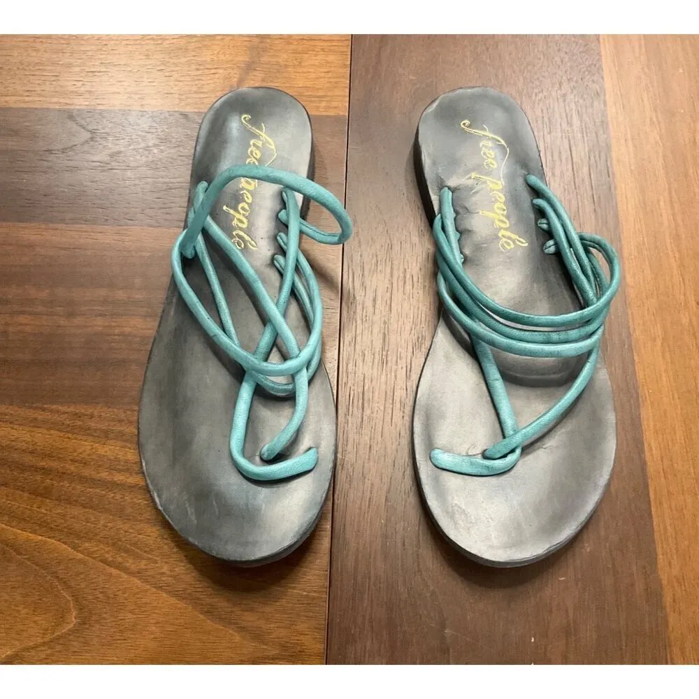 Free People Kayla Soft Strappy Sandals in Pool Blue 38 New with Box Womens - Image 4