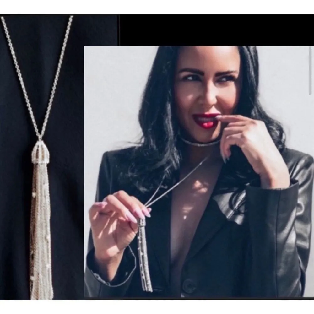 Alexis Bittar crystal cascade tassel pendant necklace - Image 7