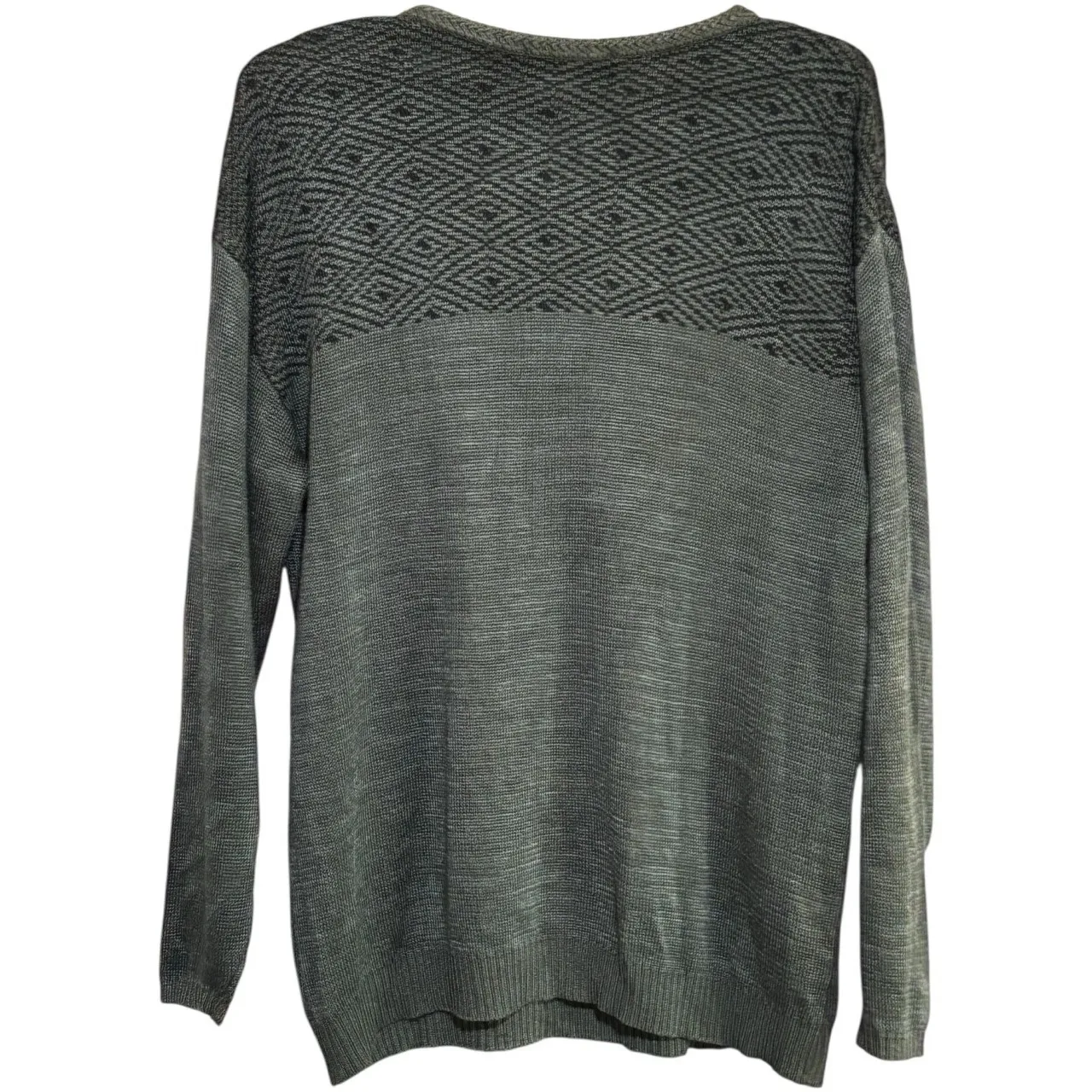 Vtg Harvé Benard Green Grandpa Sweater sz L Diamond Crew Long Sleeve Academia 80 - Image 4