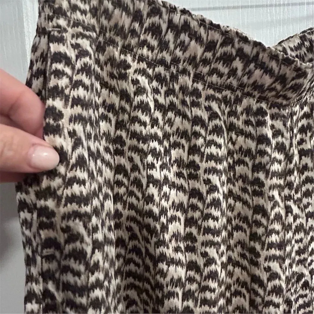 H&M Women's Cropped Wide-Leg Trousers Brown Geometric Size L Casual - Image 7