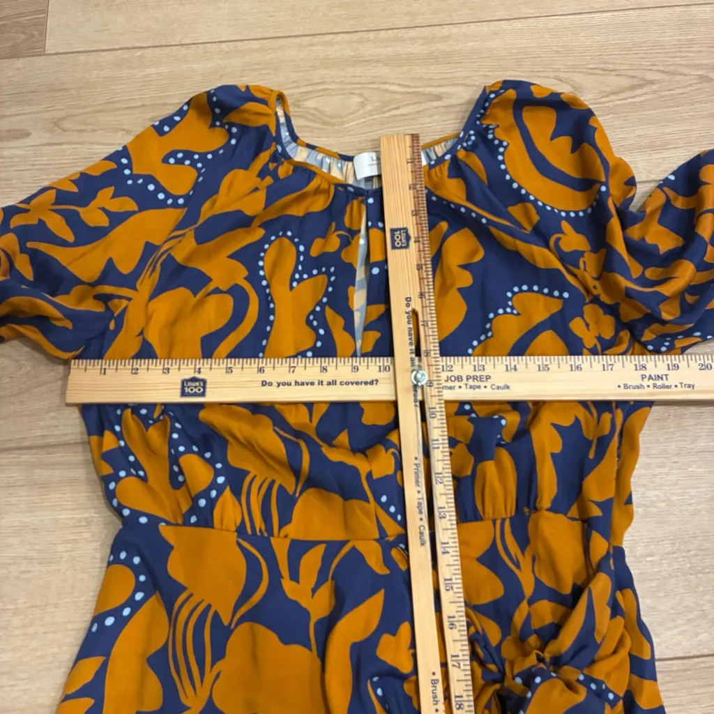 La Ligne Imogen Dress Silk Faux Wrap Floral Keyhole Maxi Dress Size L *FLAW Orange Size L - Image 5