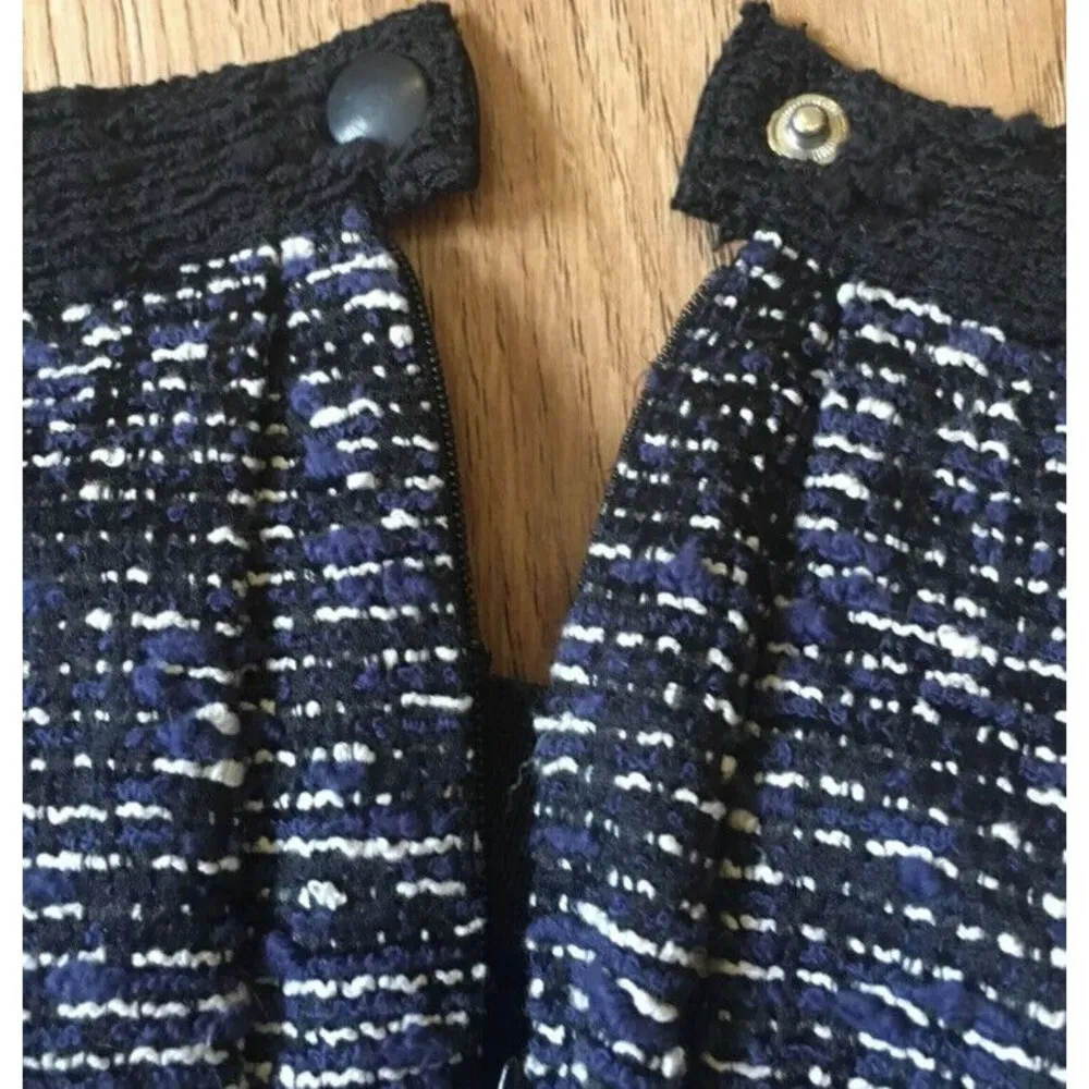 PROENZA SCHOULER Size US 4 Boucle Tweed pleated mini skirt A-line Black Navy - Image 7